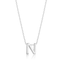 Initial Necklace Letter N Created with Zircondia® Crystals
