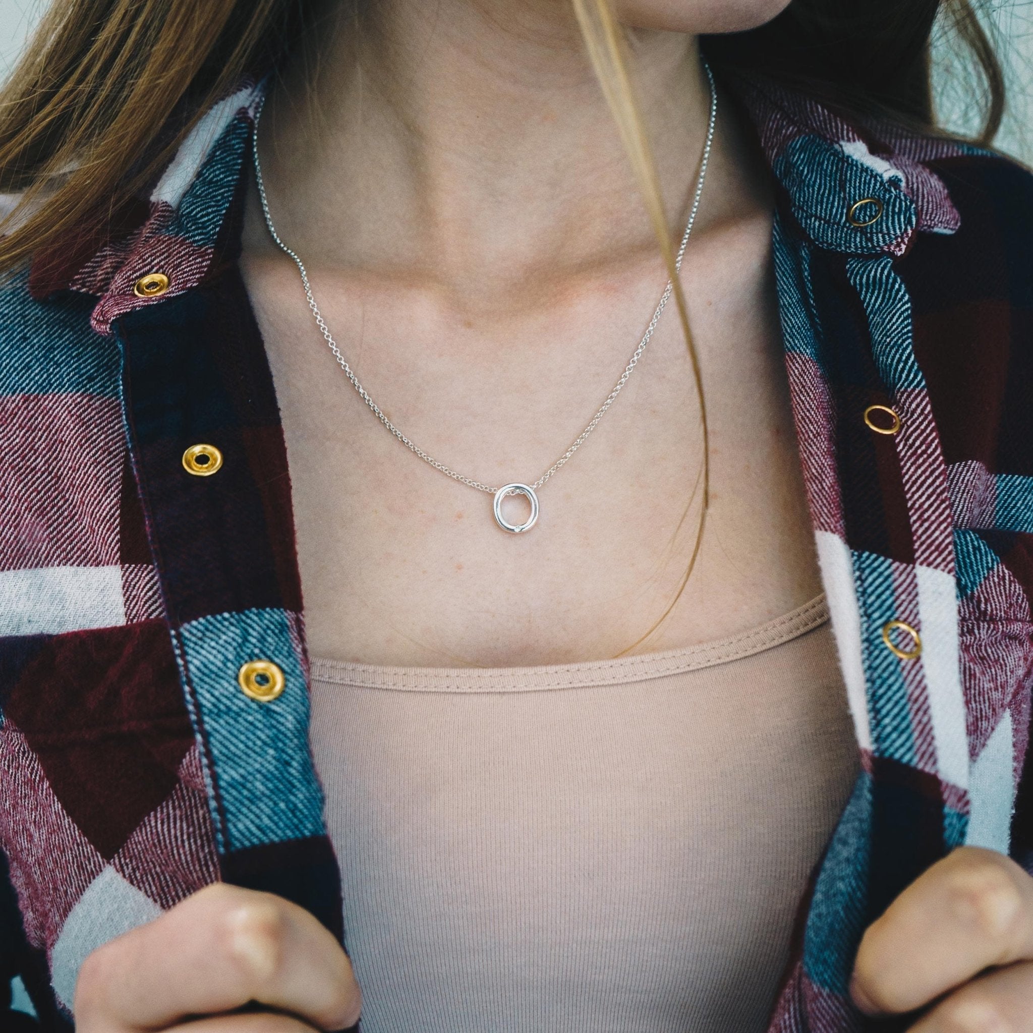 Initial Necklace Letter O Created with Zircondia® Crystals