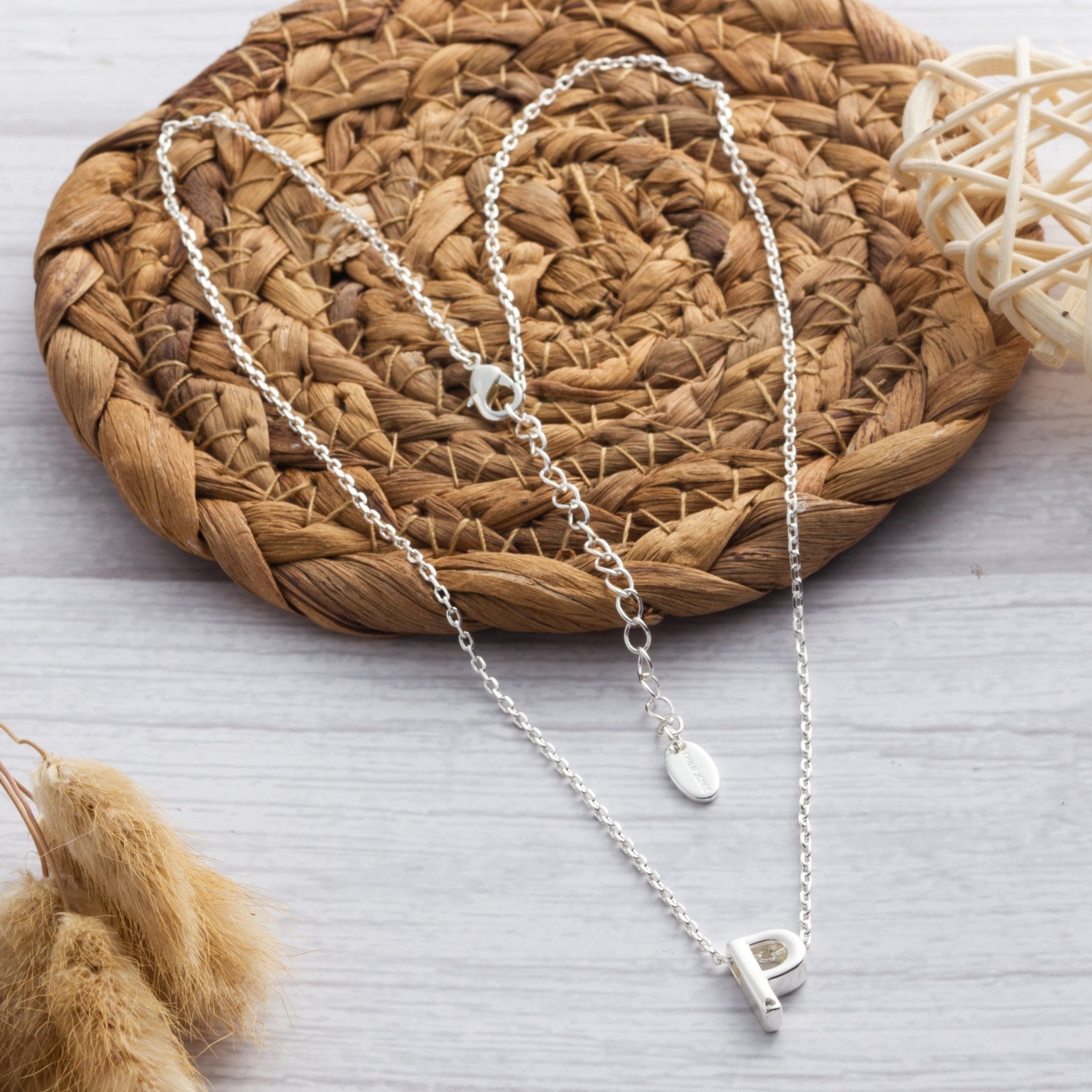 Initial Necklace Letter P Created with Zircondia® Crystals