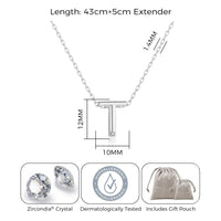 Initial Necklace Letter T Created with Zircondia® Crystals