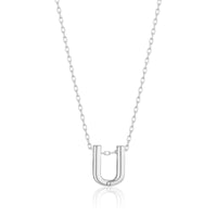 Initial Necklace Letter U Created with Zircondia® Crystals