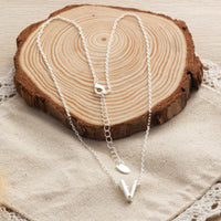 Initial Necklace Letter V Created with Zircondia® Crystals