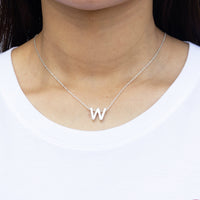 Initial Necklace Letter W Created with Zircondia® Crystals