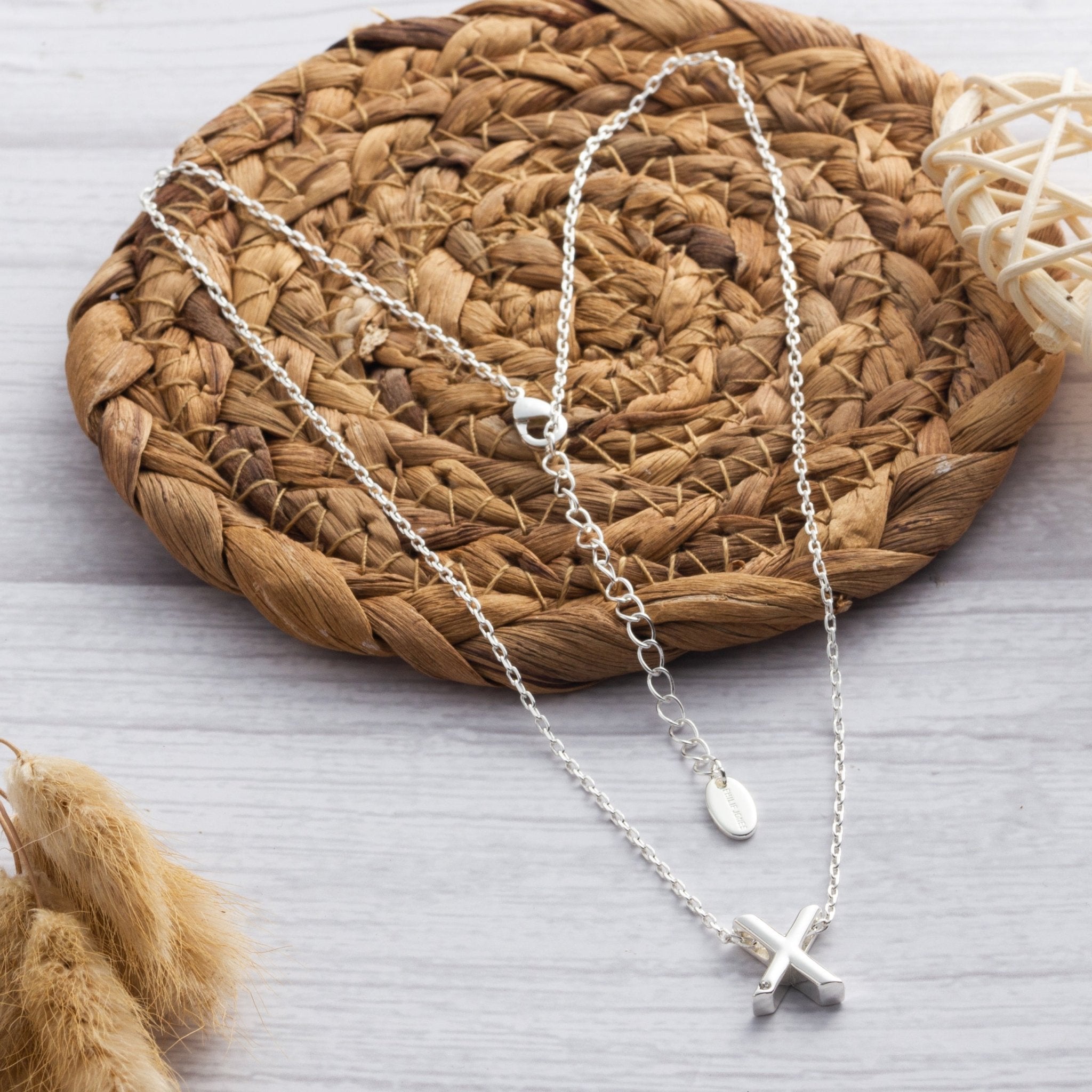 Initial Necklace Letter X Created with Zircondia® Crystals