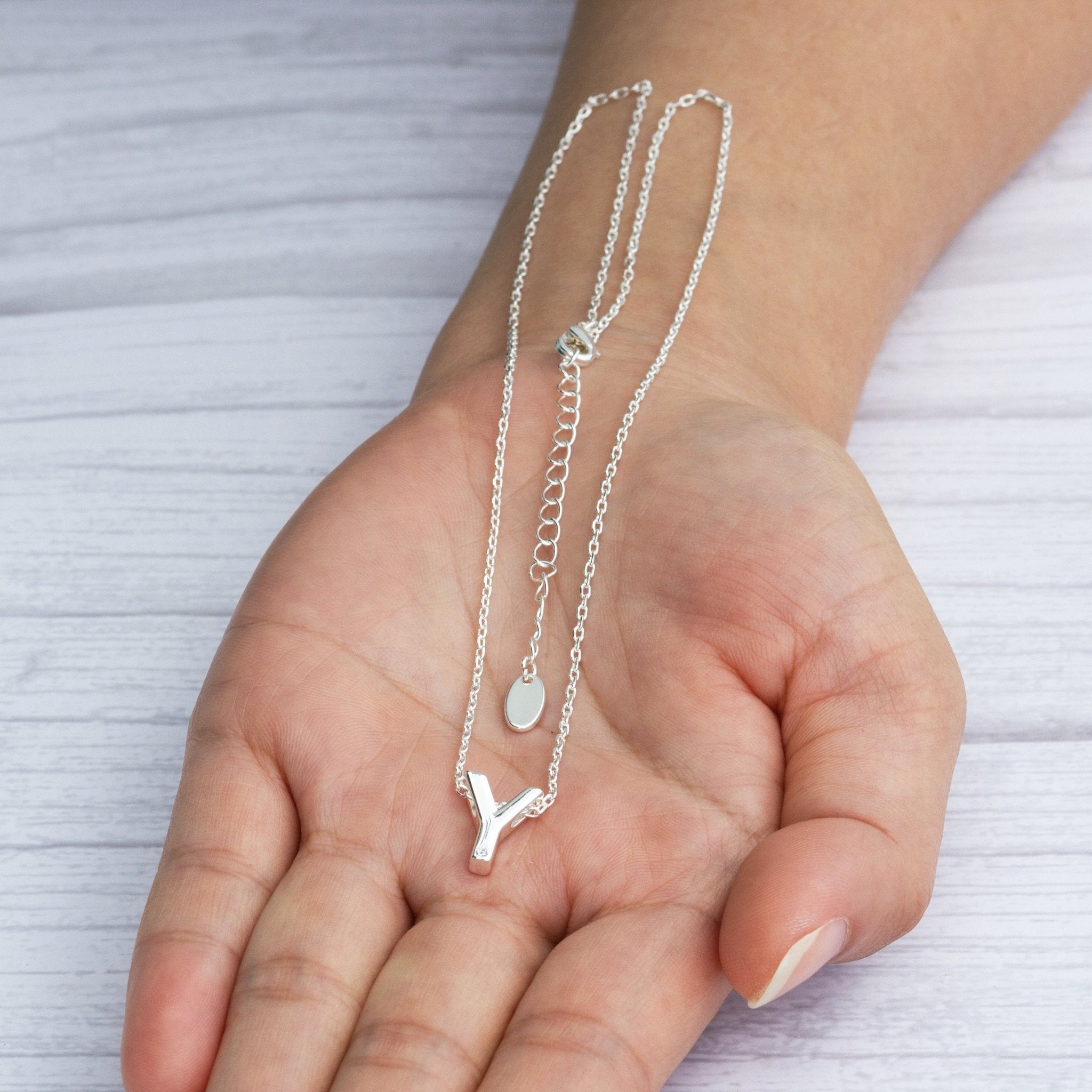 Initial Necklace Letter Y Created with Zircondia® Crystals