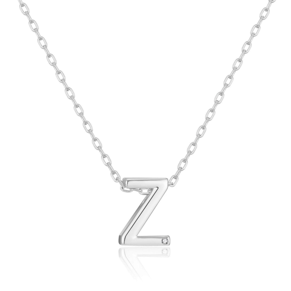 Initial Necklace Letter Z Created with Zircondia® Crystals