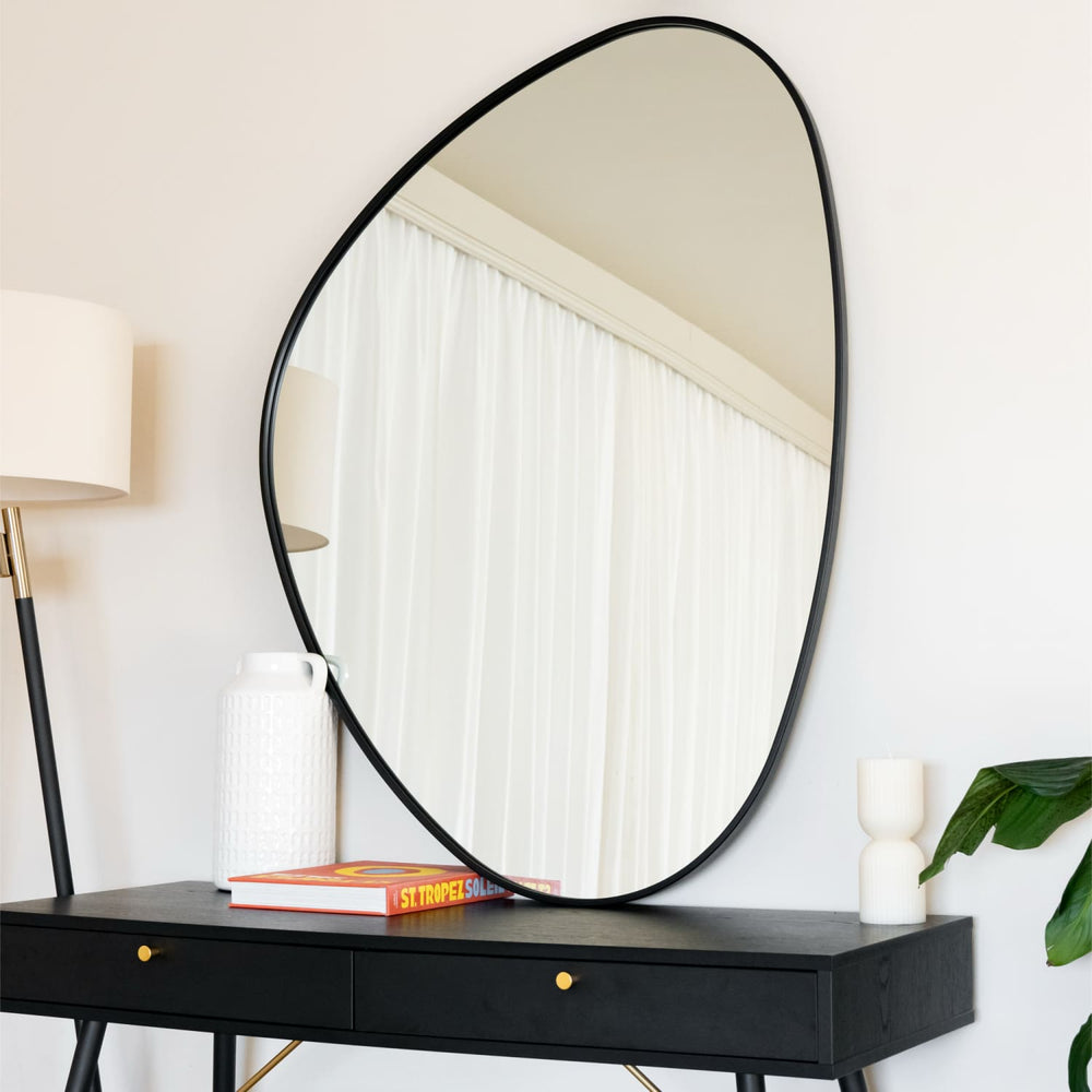 Izumi - Black Metal Irregular Pebble Mirror - 120cm x 90cm