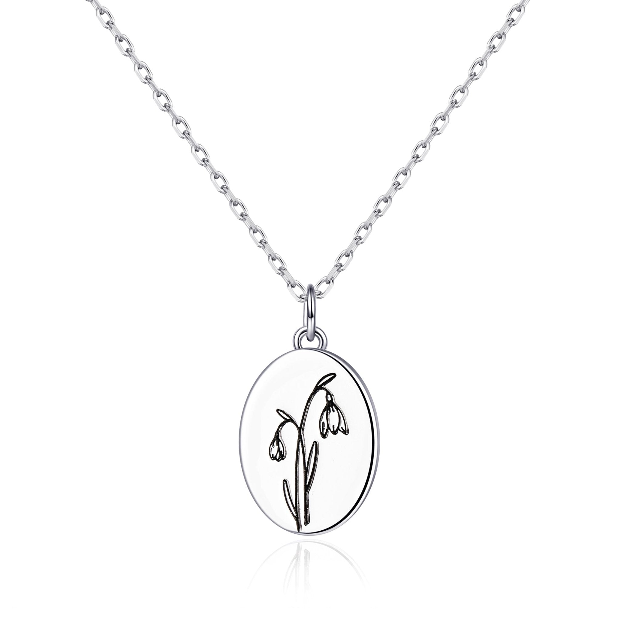 January Birth Flower Snowdrop Necklace with Card