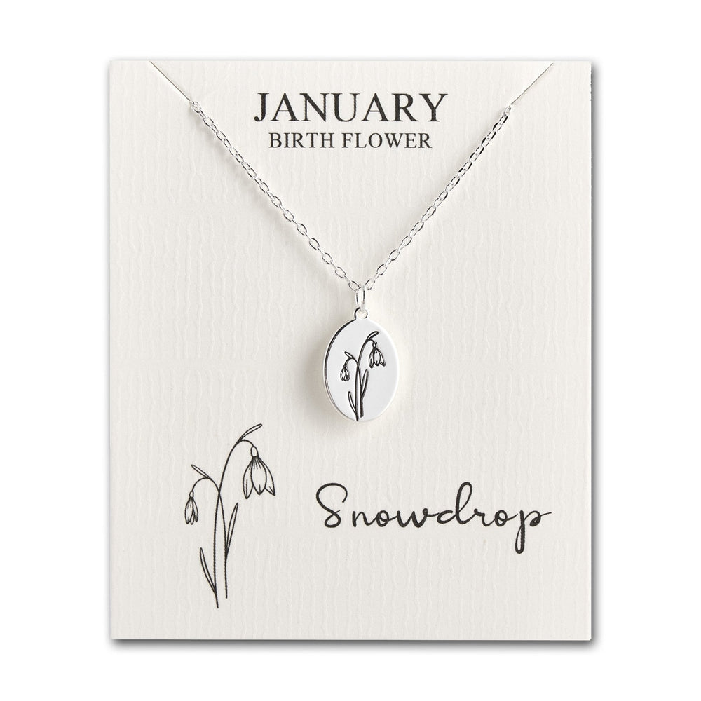 January Birth Flower Snowdrop Necklace with Card