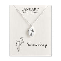 January Birth Flower Snowdrop Necklace with Card