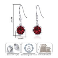 January Birthstone Drop Earrings Created with Garnet Zircondia® Crystals