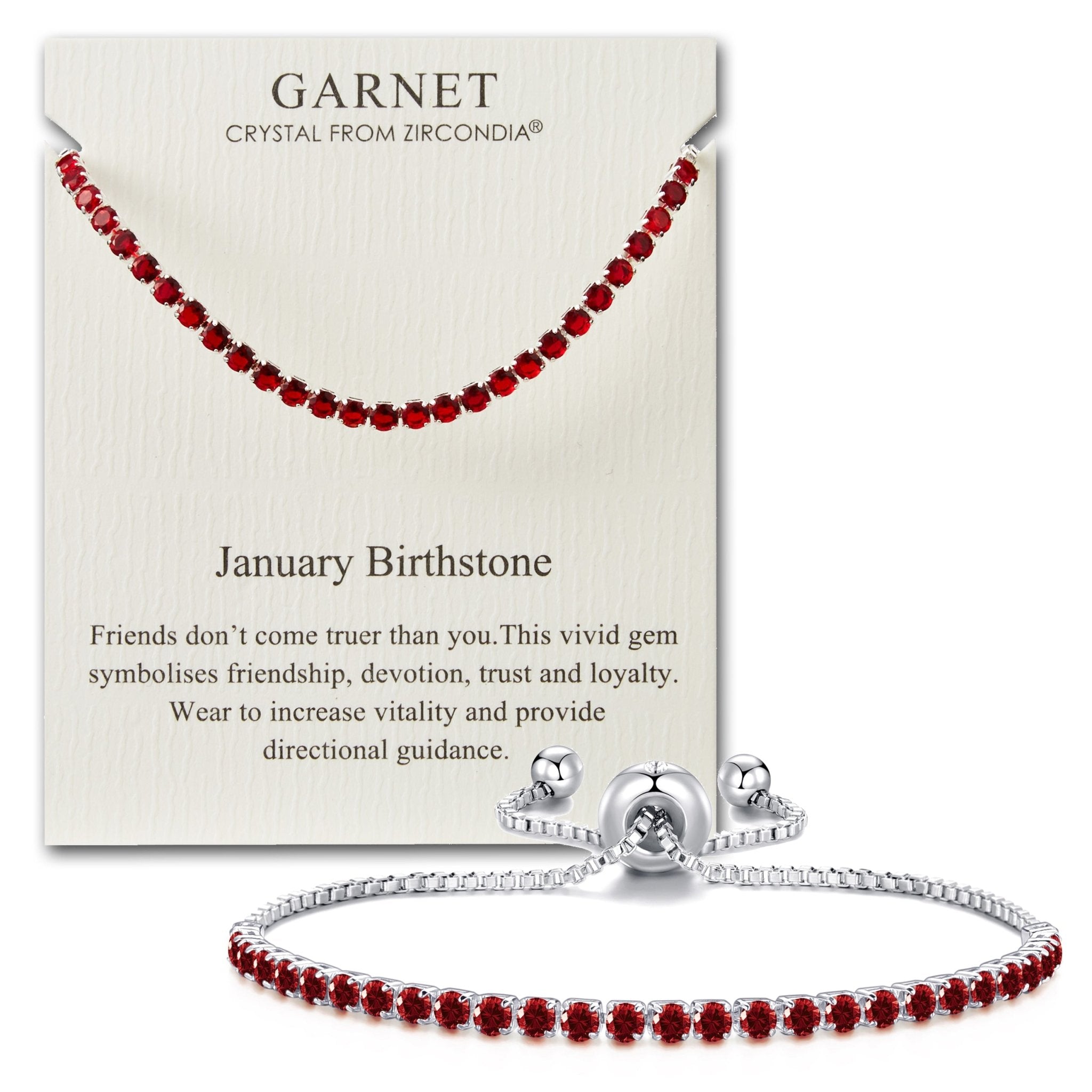 January Birthstone Friendship Bracelet with Garnet Zircondia® Crystals