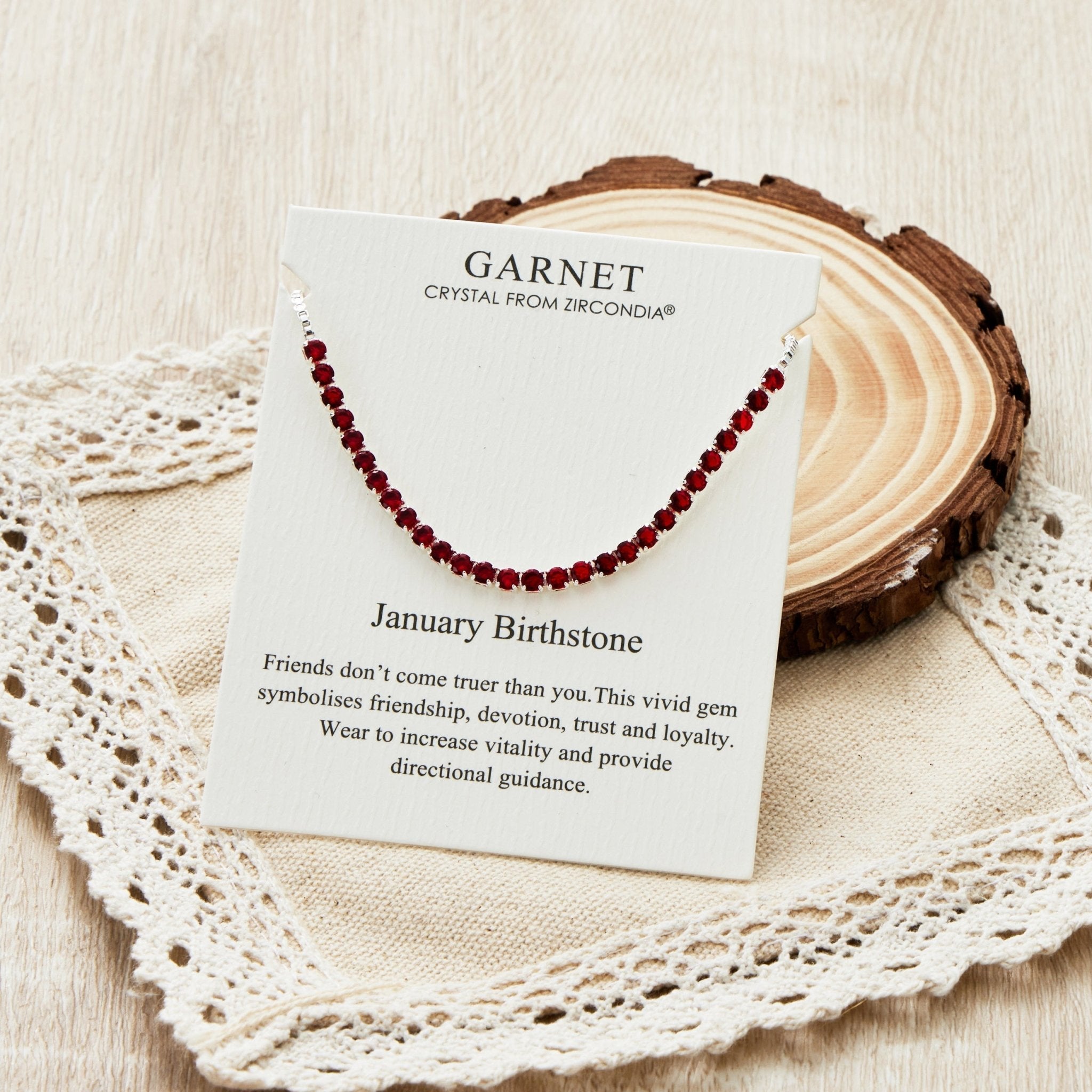 January Birthstone Friendship Bracelet with Garnet Zircondia® Crystals