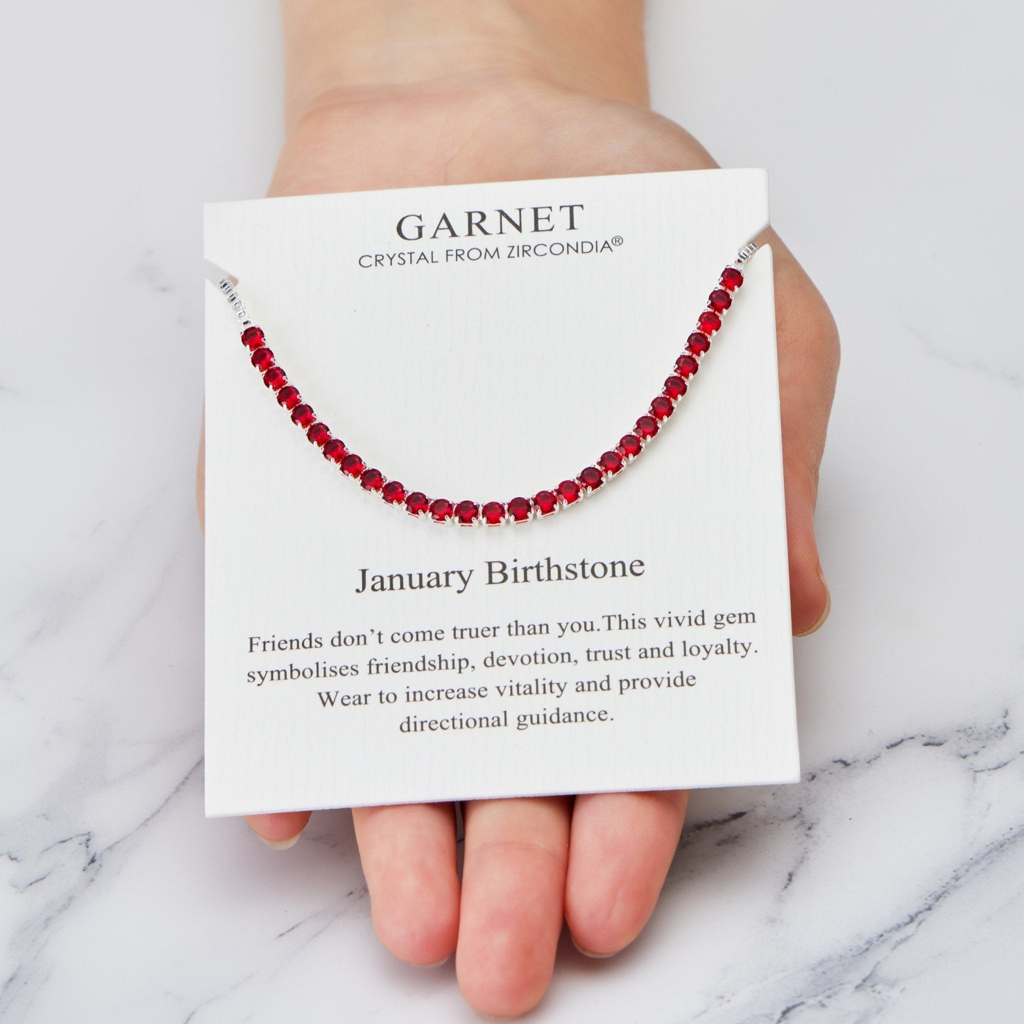 January Birthstone Friendship Bracelet with Garnet Zircondia® Crystals