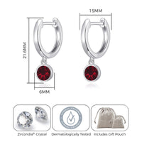 January Birthstone Hoop Earrings Created with Garnet Zircondia® Crystals
