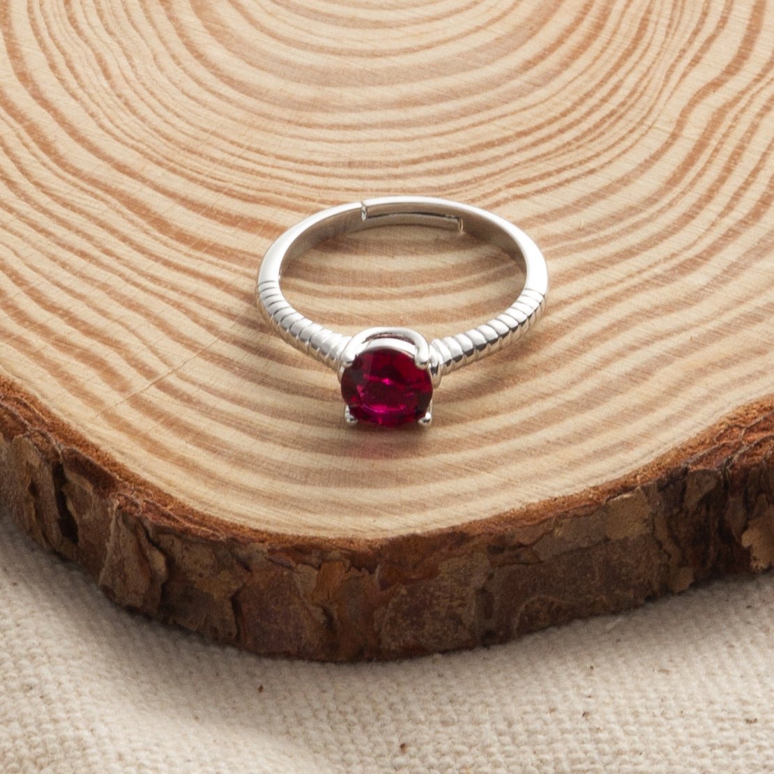 January (Garnet) Adjustable Birthstone Ring Created with Zircondia® Crystals