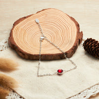 January (Garnet) Birthstone Anklet Created with Zircondia® Crystals