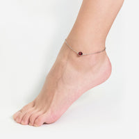 January (Garnet) Birthstone Anklet Created with Zircondia® Crystals