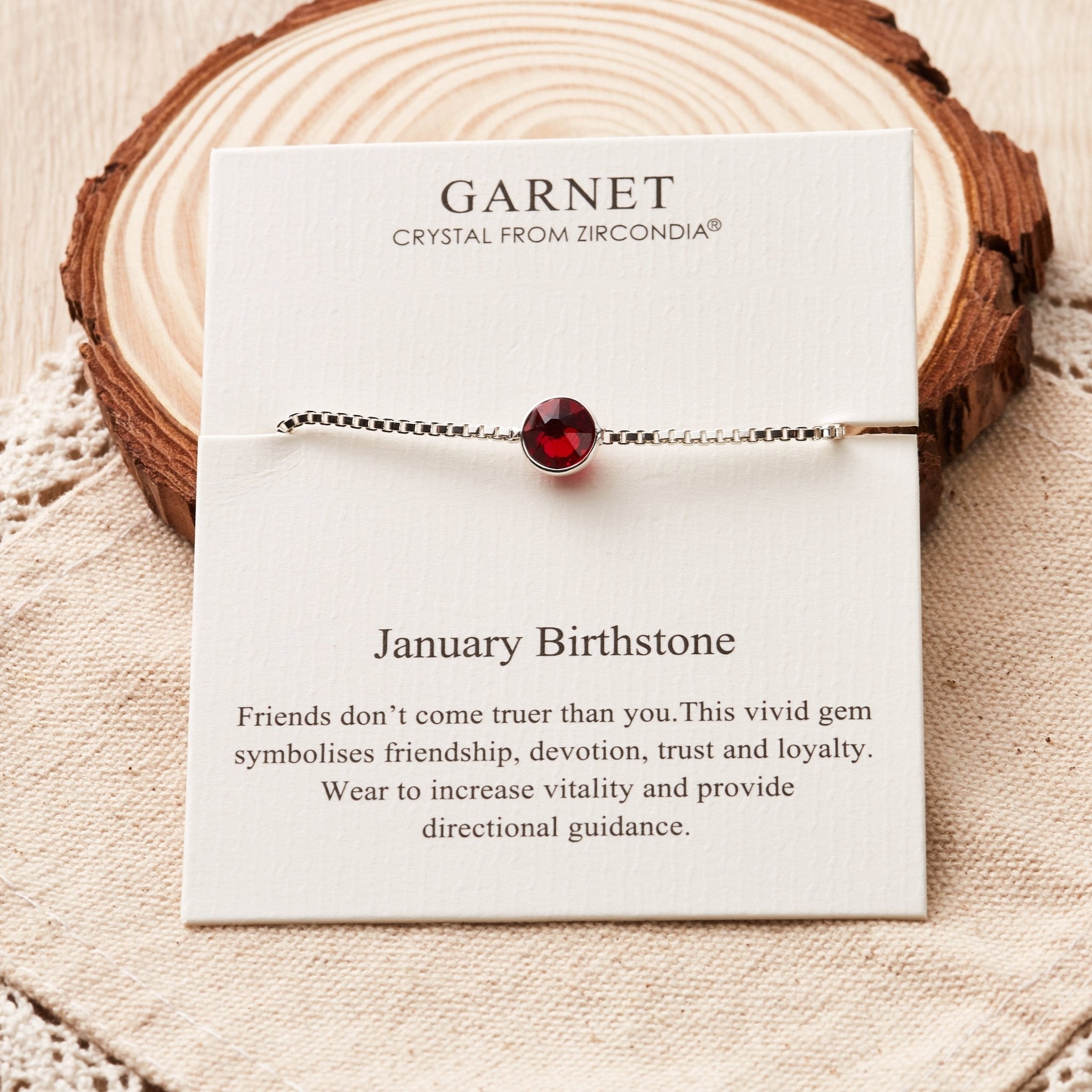 January (Garnet) Birthstone Bracelet Created with Zircondia® Crystals