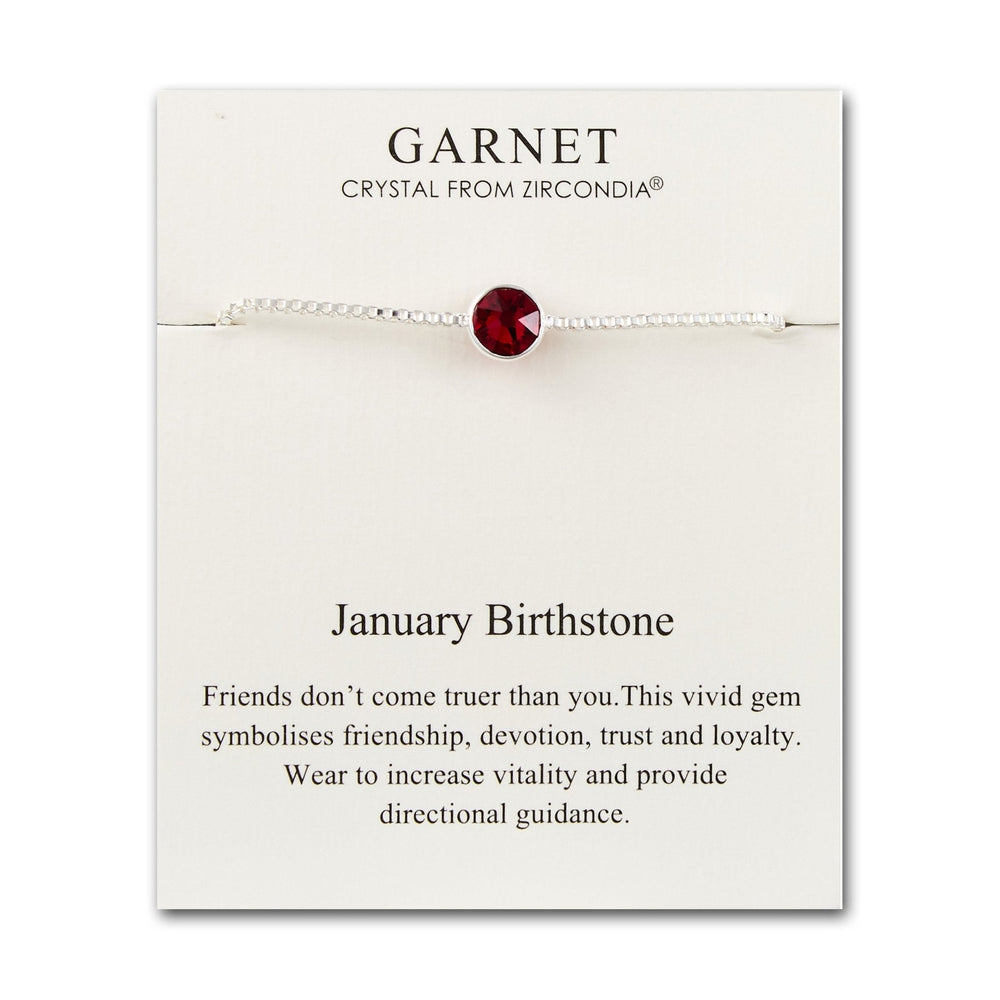 January (Garnet) Birthstone Bracelet Created with Zircondia® Crystals