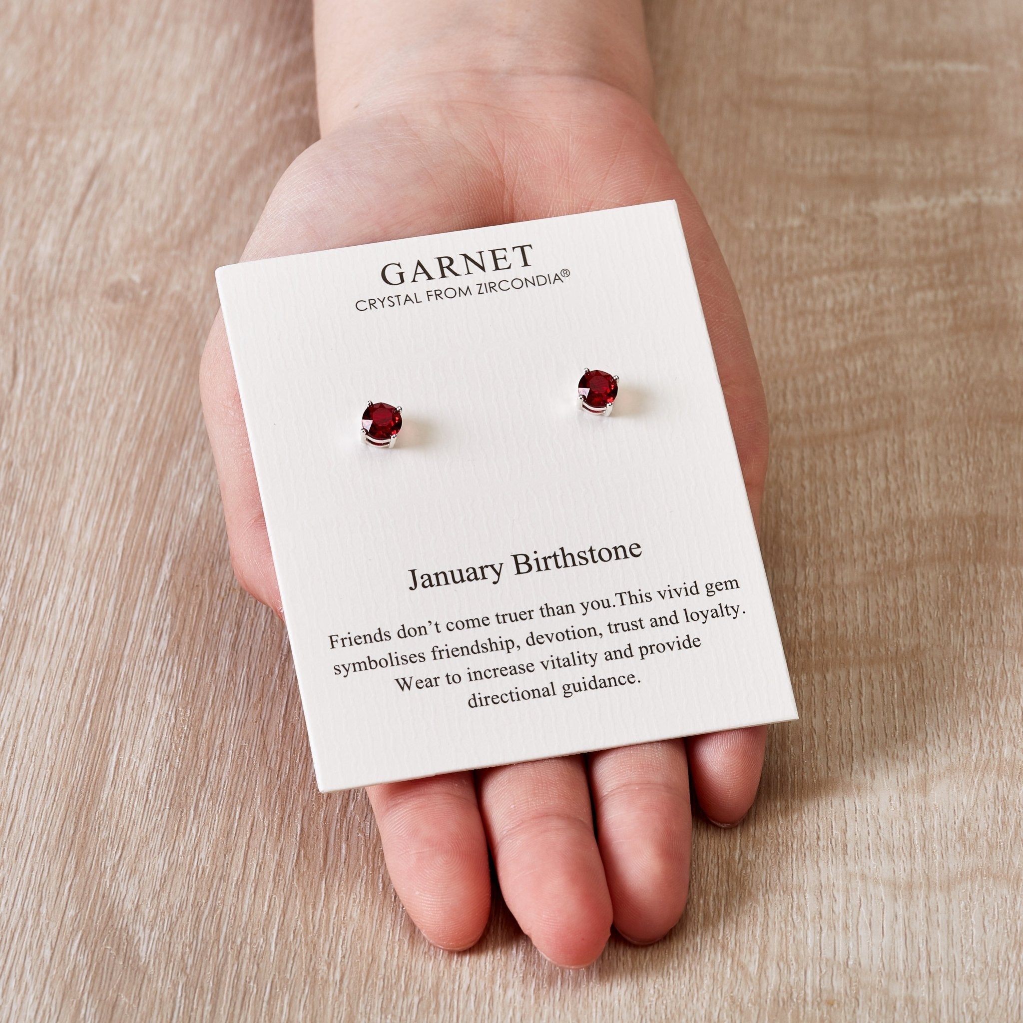 January (Garnet) Birthstone Earrings Created with Zircondia® Crystals