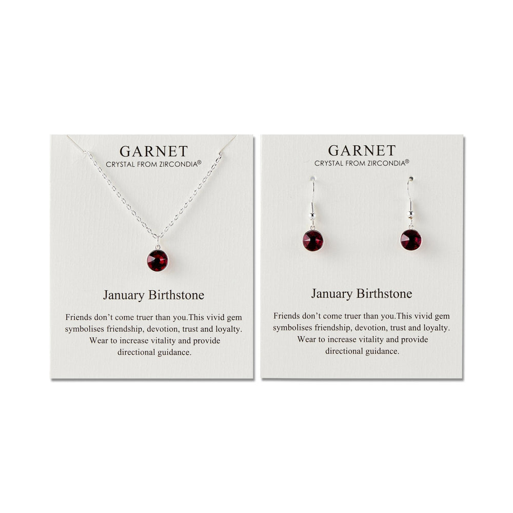 January (Garnet) Birthstone Necklace & Drop Earrings Set Created with Zircondia® Crystals