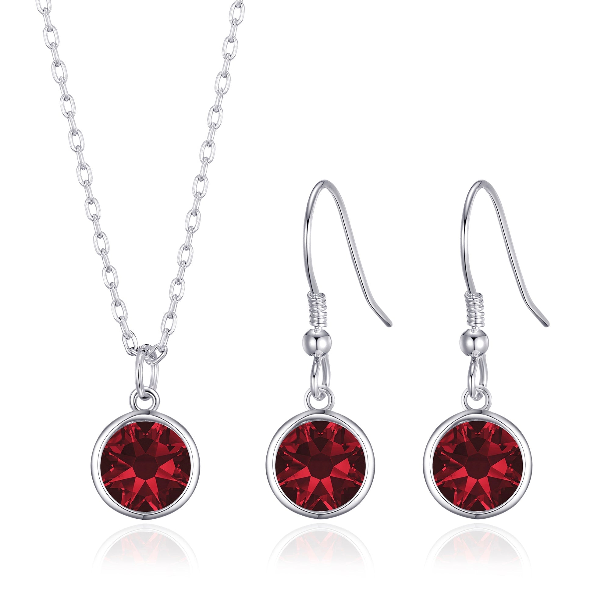 January (Garnet) Birthstone Necklace & Drop Earrings Set Created with Zircondia® Crystals