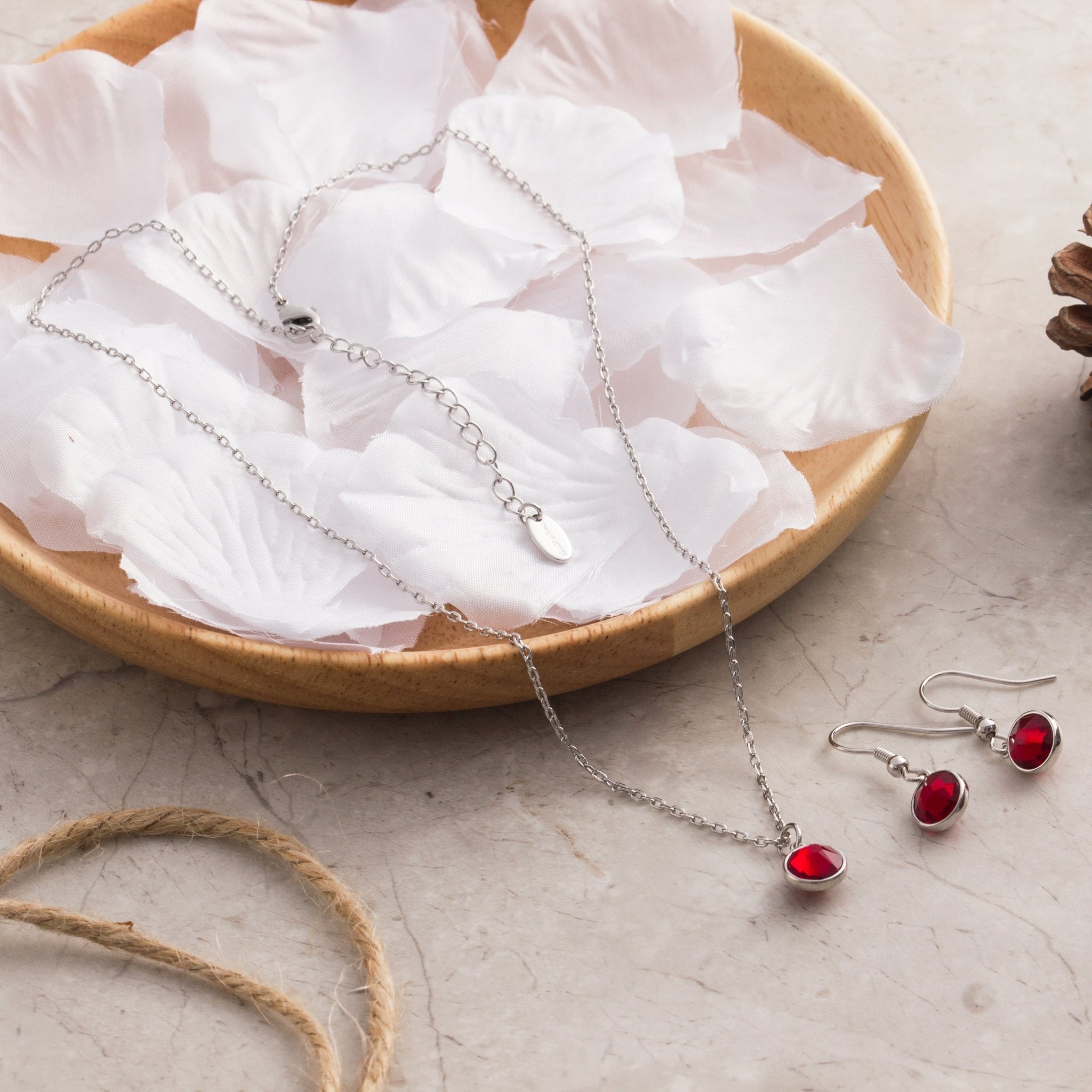 January (Garnet) Birthstone Necklace & Drop Earrings Set Created with Zircondia® Crystals