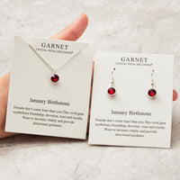 January (Garnet) Birthstone Necklace & Drop Earrings Set Created with Zircondia® Crystals