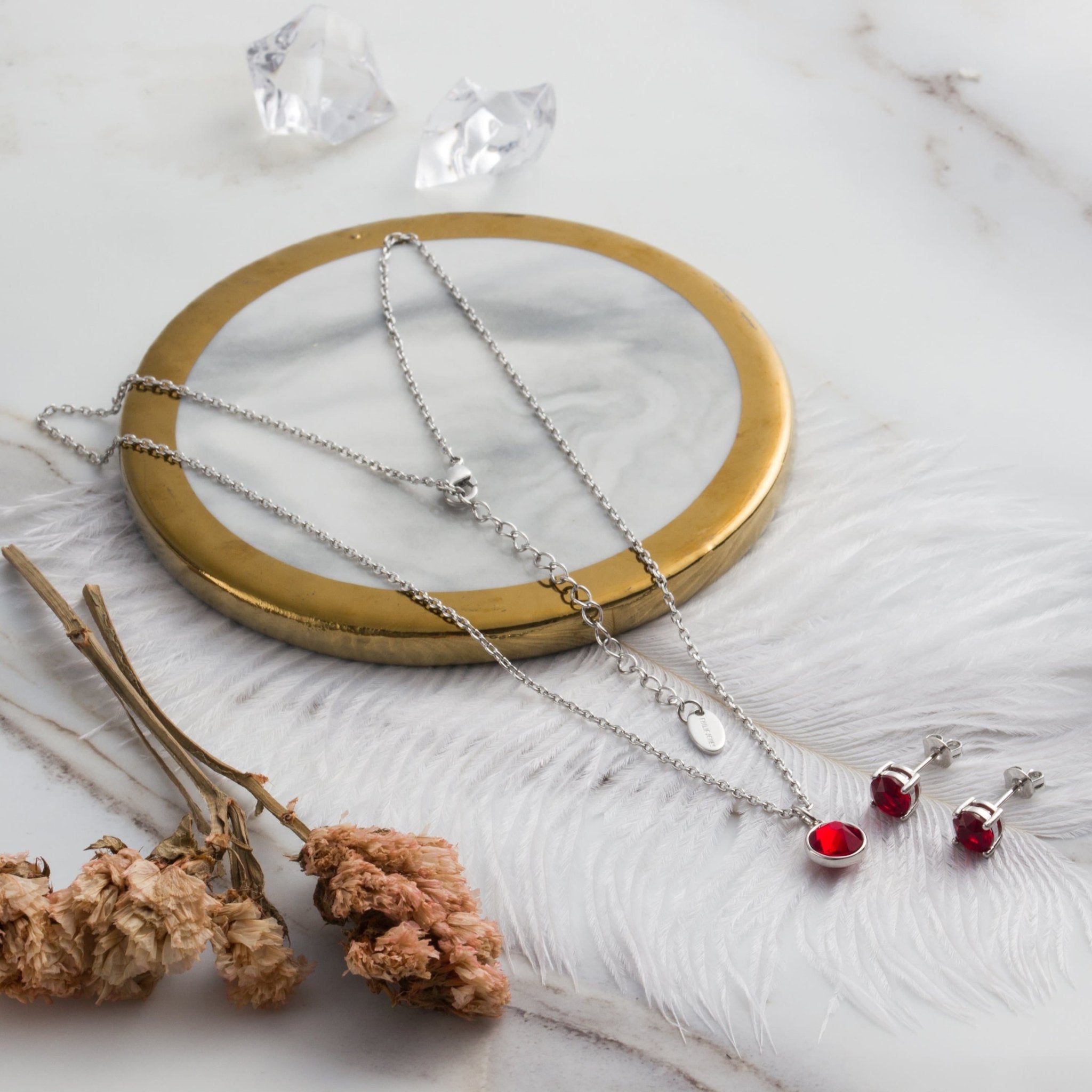 January (Garnet) Birthstone Necklace & Earrings Set Created with Zircondia® Crystals