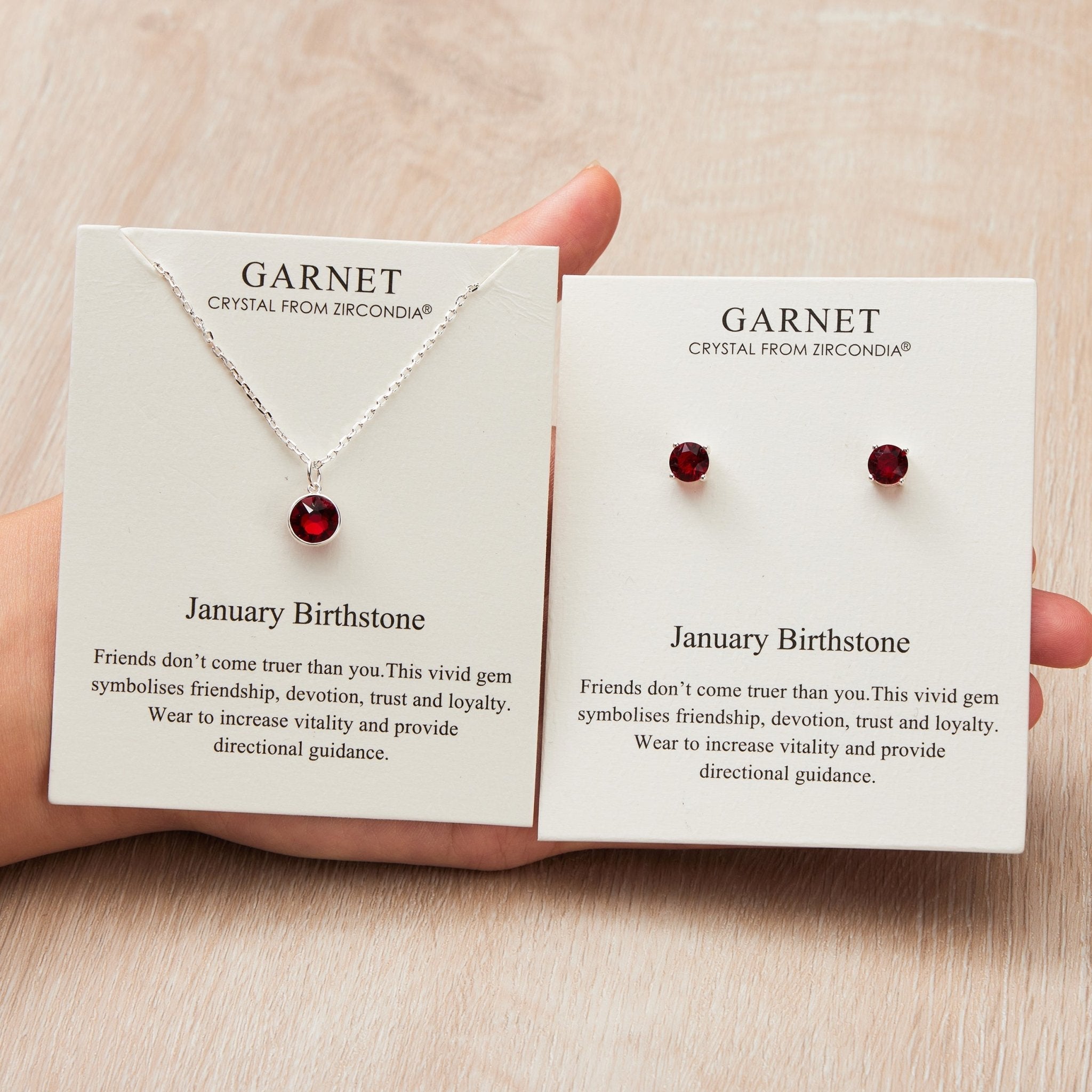 January (Garnet) Birthstone Necklace & Earrings Set Created with Zircondia® Crystals