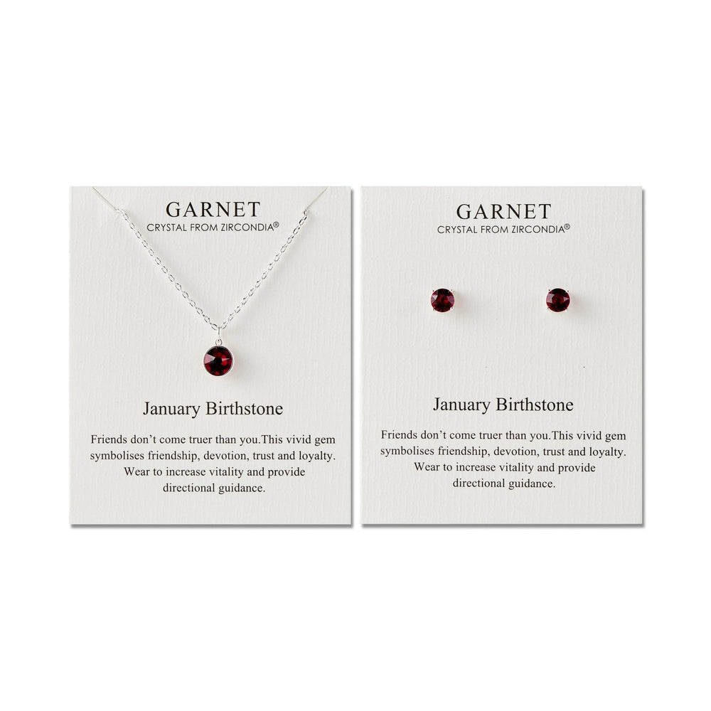 January (Garnet) Birthstone Necklace & Earrings Set Created with Zircondia® Crystals
