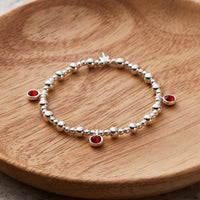 January (Garnet) Birthstone Stretch Charm Bracelet with Quote Gift Box