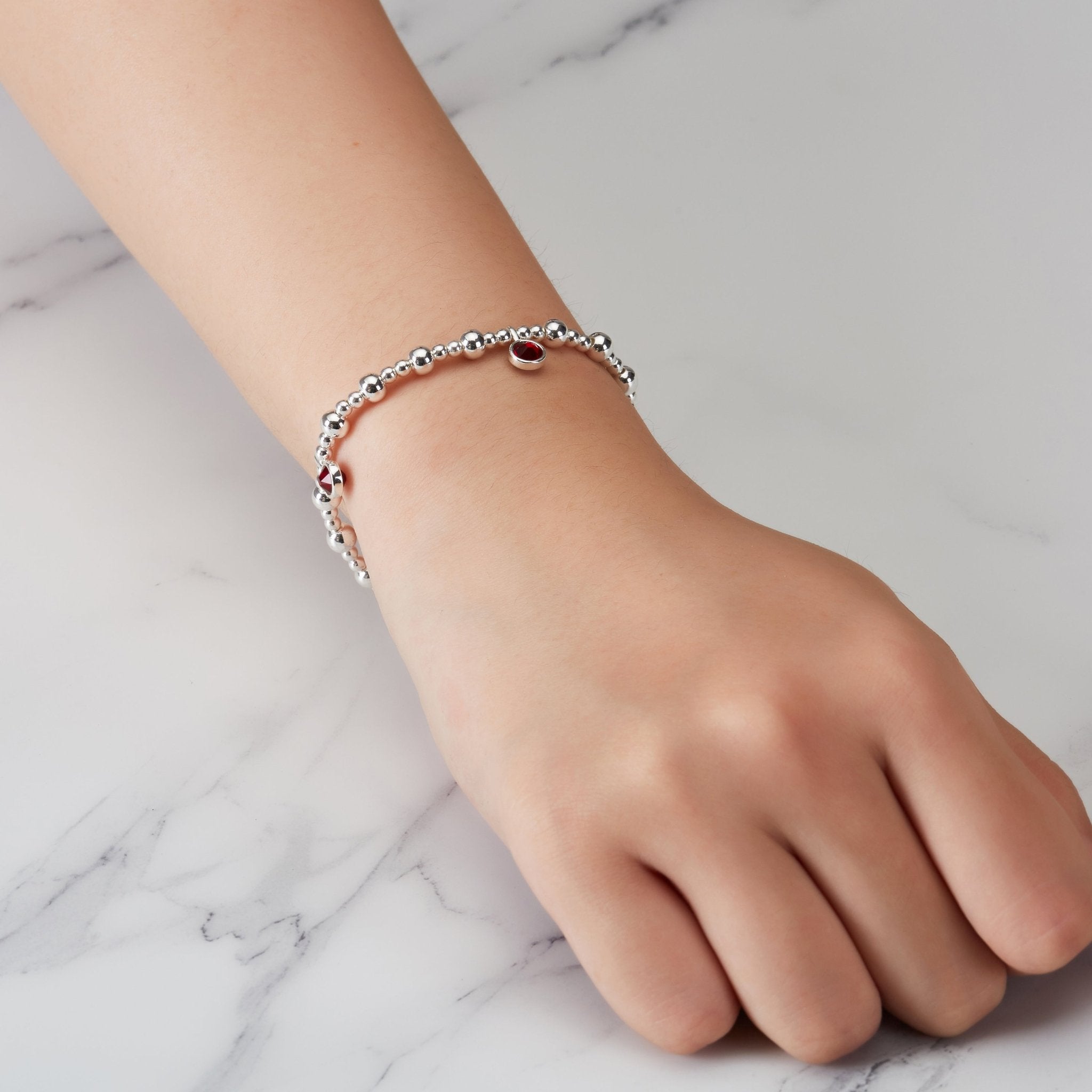 January (Garnet) Birthstone Stretch Charm Bracelet with Quote Gift Box