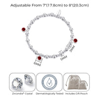 January (Garnet) Birthstone Stretch Charm Bracelet with Quote Gift Box