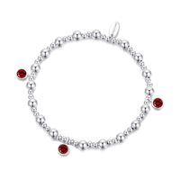 January (Garnet) Birthstone Stretch Charm Bracelet with Quote Gift Box