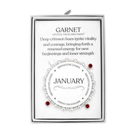 January (Garnet) Birthstone Stretch Charm Bracelet with Quote Gift Box