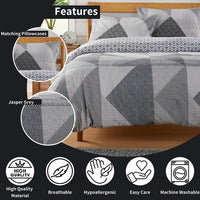 Jasper Grey Printed Reversible Quilted Duvet Cover Set