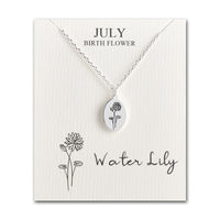 July Birth Flower Water Lily Necklace with Card