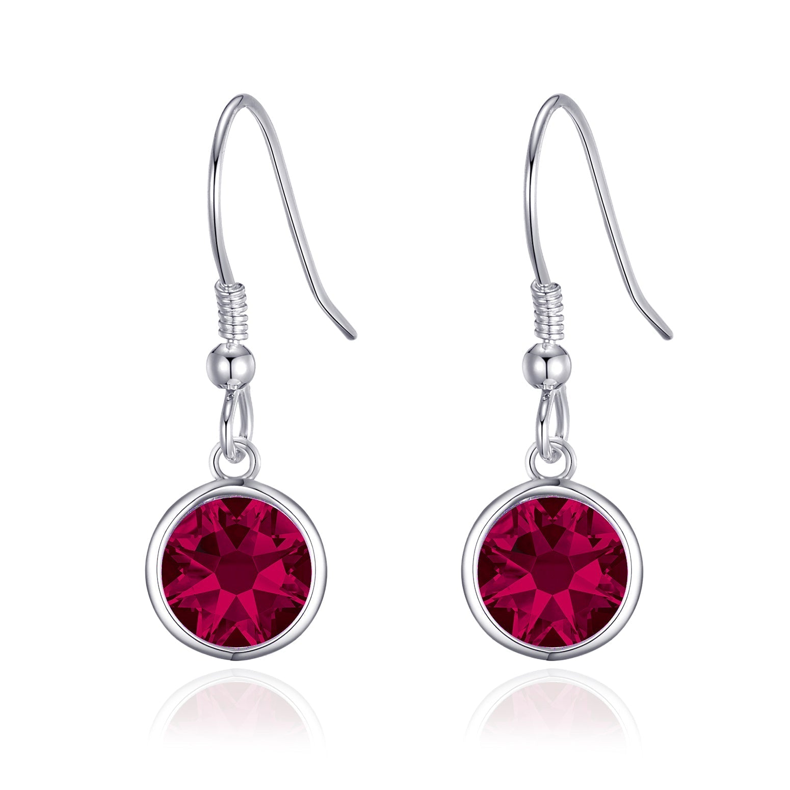 July Birthstone Drop Earrings Created with Ruby Zircondia® Crystals