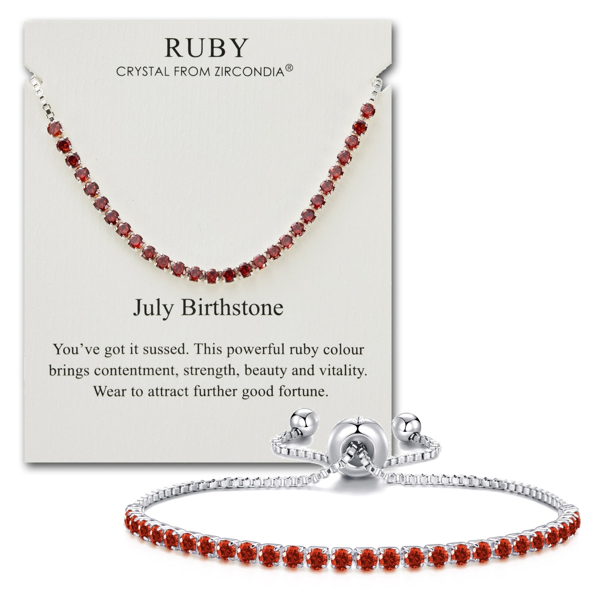 July Birthstone Friendship Bracelet with Ruby Zircondia® Crystals