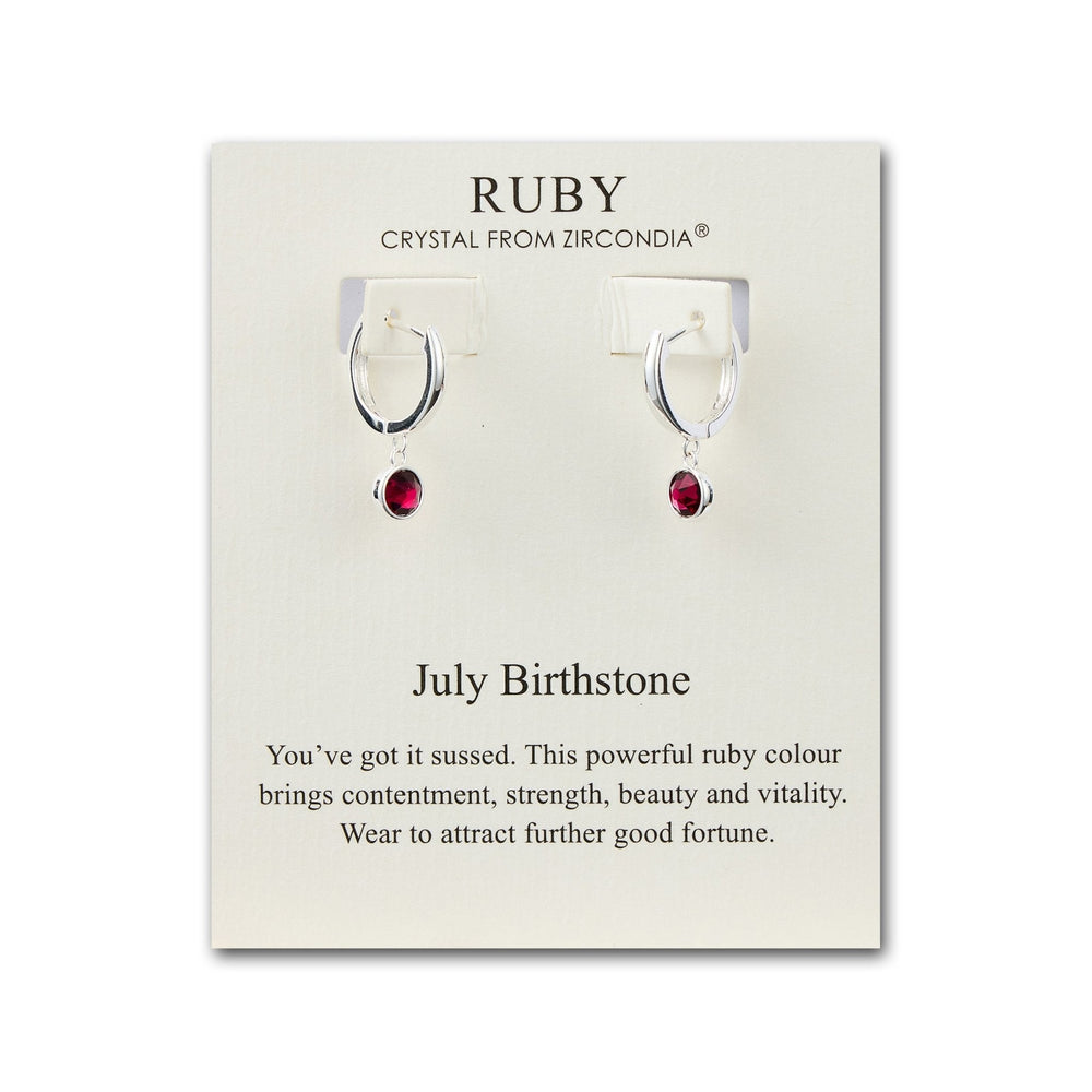 July Birthstone Hoop Earrings Created with Ruby Zircondia® Crystals