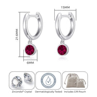 July Birthstone Hoop Earrings Created with Ruby Zircondia® Crystals