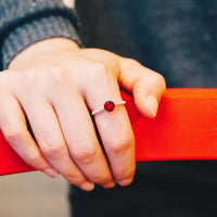 July (Ruby) Adjustable Birthstone Ring Created with Zircondia® Crystals