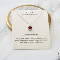 July (Ruby) Birthstone Necklace Created with Zircondia® Crystals