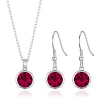 July (Ruby) Birthstone Necklace & Drop Earrings Set Created with Zircondia® Crystals