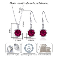 July (Ruby) Birthstone Necklace & Drop Earrings Set Created with Zircondia® Crystals