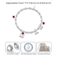 July (Ruby) Birthstone Stretch Charm Bracelet with Quote Gift Box