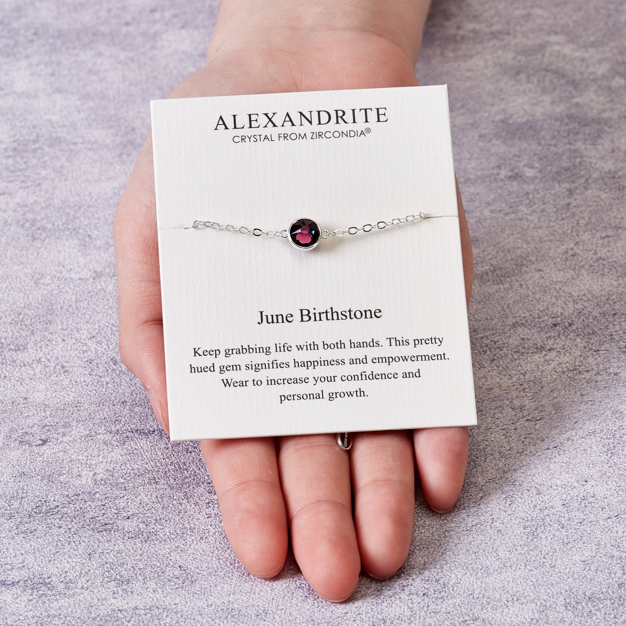 June (Alexandrite) Birthstone Anklet Created with Zircondia® Crystals