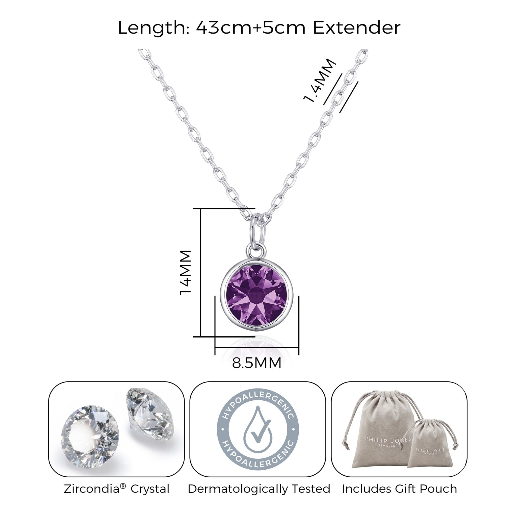 June (Alexandrite) Birthstone Necklace Created with Zircondia® Crystals